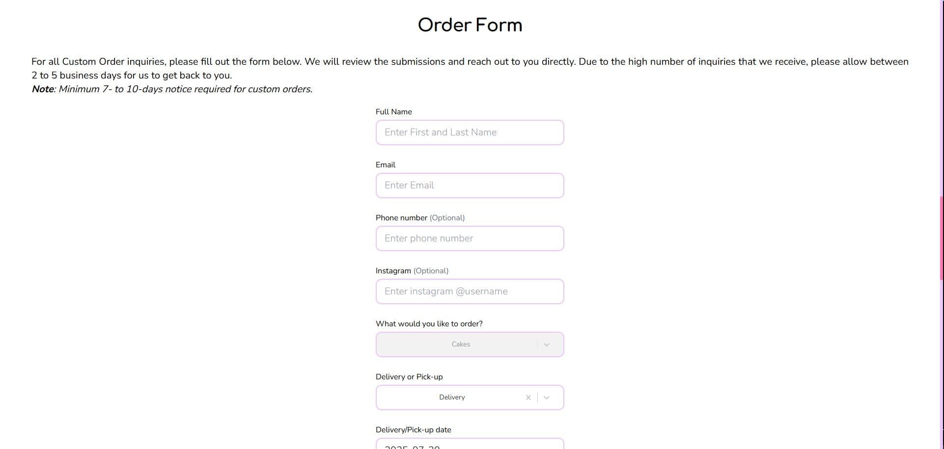 order form